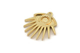 Gold Eye Charm, Gold Plated Brass Eye Charms With 1 Loop, Pendants (24x22x2mm) N1459