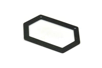 Black Hexagon Pendant, 2 Oxidized Black Brass Hexagon Charms, Pendants With 2 Holes (54x32x0.80mm) D0423