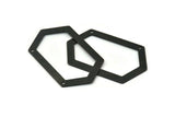 Black Hexagon Pendant, 2 Oxidized Black Brass Hexagon Charms, Pendants With 2 Holes (54x32x0.80mm) D0423