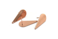 Rose Gold Drop Earring, 2 Rose Gold Plated Brass Drop Stud Earrings With 1 Hole (27x12x1mm) D0820 A1327 Q1006