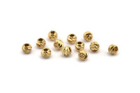 Brass Pumpkin Bead, 150 Raw Brass Pumpkin Spacer Beads, Findings (4mm) B0127