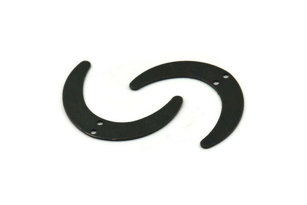 Black Moon Charm, 12 Oxidized Black Brass Crescent Moon Charms With 2 Holes, Connectors (28x19x0.60mm) D913 S1115