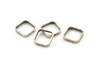 Silver Square Charm, 6 Antique Silver Plated Brass Square Connectors With 1 Hole (16.5x2.9x0.9mm) BS 2343