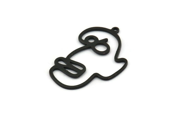 Black Face Charm, 4 Oxidized Black Brass Face Charms With 1 Loop (36x25x1mm) D0622