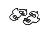 Black Face Charm, 4 Oxidized Black Brass Face Charms With 1 Loop (36x25x1mm) D0622