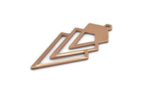 Rose Gold Triangle Charm, 2 Rose Gold Plated Brass Diamond Charms With 1 Loop (49x22x1mm) M01161 H1012