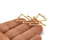 Gold Triangle Charm, 2 Gold Plated Brass Triangle Charms With 2 Loops (51x21x1mm) M01128