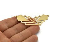 Gold Triangle Charm, 2 Gold Plated Brass Diamond Charms With 1 Loop (49x22x1mm) M01162