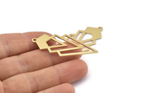 Gold Triangle Charm, 2 Gold Plated Brass Diamond Charms With 1 Loop (49x22x1mm) M01161 H1012