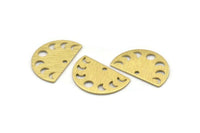 Brass Moon Charm, 10 Textured Raw Brass Moon Phases Charms With 1 Hole (22x14x0.80mm) M01563