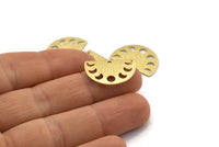 Brass Moon Charm, 10 Textured Raw Brass Moon Phases Charms With 1 Hole (22x14x0.80mm) M01563