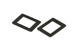 Black Rectangle Charm, 2 Oxidized Black Brass Rectangle Charms, Pendants With 1 Hole (46x35x0.60mm) D0421