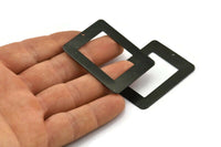 Black Rectangle Charm, 2 Oxidized Black Brass Rectangle Charms, Pendants With 1 Hole (46x35x0.60mm) D0421