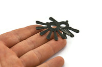 Black Sun Charm, 4 Oxidized Black Brass Sunshine Pendants With 1 Loop, Findings (44x32x0.80mm) A1475