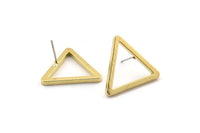 Brass Triangle Earring, 6 Raw Brass Triangle Stud Earrings (24x2mm) D0015 A2009