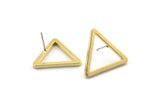 Brass Triangle Earring, 6 Raw Brass Triangle Stud Earrings (24x2mm) D0015 A2009