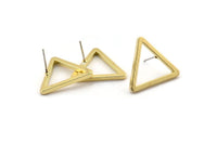 Brass Triangle Earring, 6 Raw Brass Triangle Stud Earrings (24x2mm) D0015 A2009