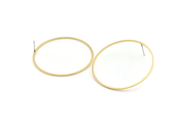 Brass Circle Earring, 8 Raw Brass Circle Stud Earrings (45x1x1mm) Bs 1084 A1779