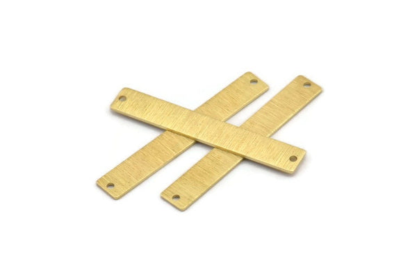 Brass Rectangle Bar, 12 Textured Raw Brass Stamping Blanks With 2 Holes, Necklace Bar (40x6x0.80mm) M01482