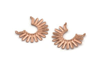 Rose Gold Sun Pendant, Rose Gold Plated Brass Textured Sun Pendants With 2 Loops (35x30x1.9mm) E209 H1685