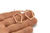 Rose Gold Geometric Earring, 4 Rose Gold Plated Brass Pentagonal Stud Earrings (28x16x1mm) D0766 A1169 Q1014