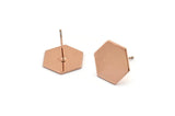 Rose Gold Hexagon Earring, 4 Rose Gold Plated Brass Hexagon Stud Earrings (12.5x1mm) A0959 A1669