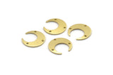 Brass Moon Charm, 12 Raw Brass Crescent Moon Charms With 3 Holes (14x13.5x0.80mm) M01656