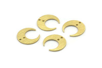 Brass Moon Charm, 12 Textured Raw Brass Crescent Moon Charms With 2 Holes (14x13.5x0.80mm) M01650