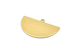 Gold Semi Circle, 2 Gold Plated Brass Half Moon Blank Charms With 1 Loop (35x22x0.80mm) BS 2088