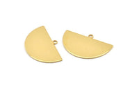 Gold Semi Circle, 2 Gold Plated Brass Half Moon Blank Charms With 1 Loop (35x22x0.80mm) BS 2088