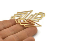 Gold Triangle Blank, 2 Gold Plated Brass Diamond Blanks (46x22x1mm) M01216