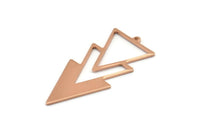 Rose Gold Triangle Charm, 2 Rose Gold Plated Brass Triangle Charms With 1 Loop (49x21x1mm) M01119