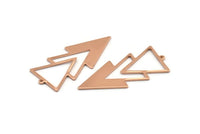 Rose Gold Triangle Charm, 2 Rose Gold Plated Brass Triangle Charms With 1 Loop (49x21x1mm) M01119