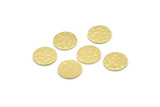 Brass Round Tag, 50 Hammered Raw Brass Round Stamping Blanks, Findings (10x0.80mm) M01504