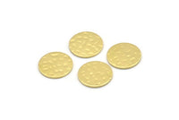 Brass Round Tag, 24 Hammered Raw Brass Round Stamping Blanks, Findings (12x0.80mm) M01505