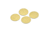 Brass Round Tag, 24 Hammered Raw Brass Round Stamping Blanks, Findings (12x0.80mm) M01505