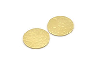 Brass Round Tag, 12 Hammered Raw Brass Round Stamping Blanks, Findings (16x0.80mm) M01507