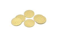 Brass Round Tag, 12 Hammered Raw Brass Round Stamping Blanks, Findings (16x0.80mm) M01507