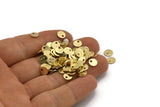 Brass Round Charm, 100 Hammered Raw Brass Round Charms With 1 Hole, Findings (6x0.80mm) M01522