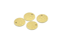 Brass Round Charm, 24 Hammered Raw Brass Round Charms With 1 Hole, Findings (12x0.80mm) M01519