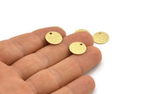 Brass Round Charm, 24 Hammered Raw Brass Round Charms With 1 Hole, Findings (12x0.80mm) M01519