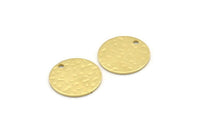 Brass Round Charm, 12 Hammered Raw Brass Round Charms With 1 Hole, Findings (16x0.80mm) M01518