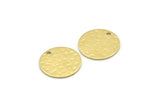 Brass Round Charm, 12 Hammered Raw Brass Round Charms With 1 Hole, Findings (16x0.80mm) M01518