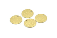 Brass Round Charm, 12 Hammered Raw Brass Round Charms With 1 Hole, Findings (16x0.80mm) M01518