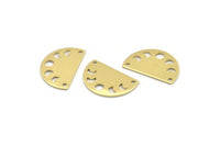 Brass Moon Charm, 12 Raw Brass Moon Phases Charms With 2 Holes (22x14x0.80mm) M01553