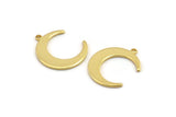 Gold Moon Pendant, 4 Gold Plated Brass Moon Pendants With 1 Loop (20x17x1mm) D0567