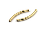 Gold Noodle Tube, 4 Gold Plated Hammered Brass Curved Tubes (4x45mm) BS 2212