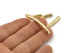 Gold Noodle Tube, 4 Gold Plated Hammered Brass Curved Tubes (4x45mm) BS 2212