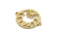 Moon Phases Charm, 2 Gold Plated Brass Crescent Charms With 2 Loops, Connectors, Bracelet Parts (22mm) N1356 H1568