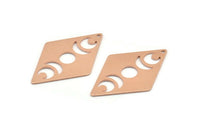 Copper Diamond Charm, 6 Raw Copper Moon Charms With 1 Hole, Rhombus Blanks (40x26x0.80mm) M01539